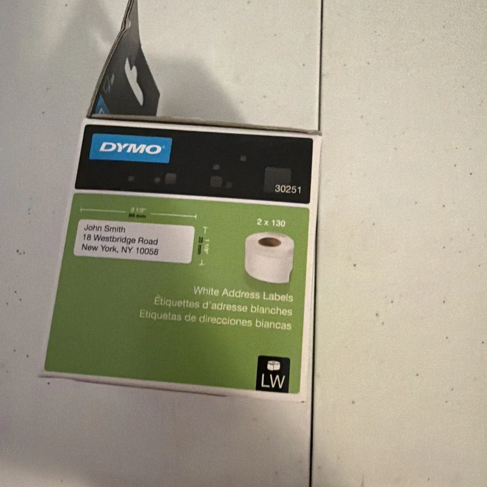 DYMO LabelWriter Address Labels 1 1/8 x 3 1/2 White 2 Rolls/130 Each. 30251